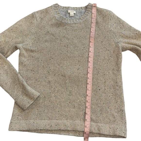 J. Crew Lamb Wool Gold Shimmer Gray Winter Sweater Women’s M Christmas Holiday - Picture 13 of 13